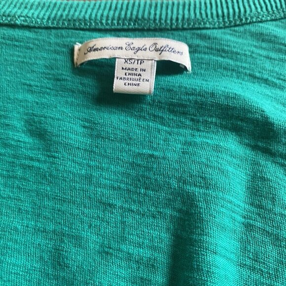 American Eagle Cardigan Button Up V Neck Sweater Green Women’s XS Y2K Academia - Picture 2 of 6